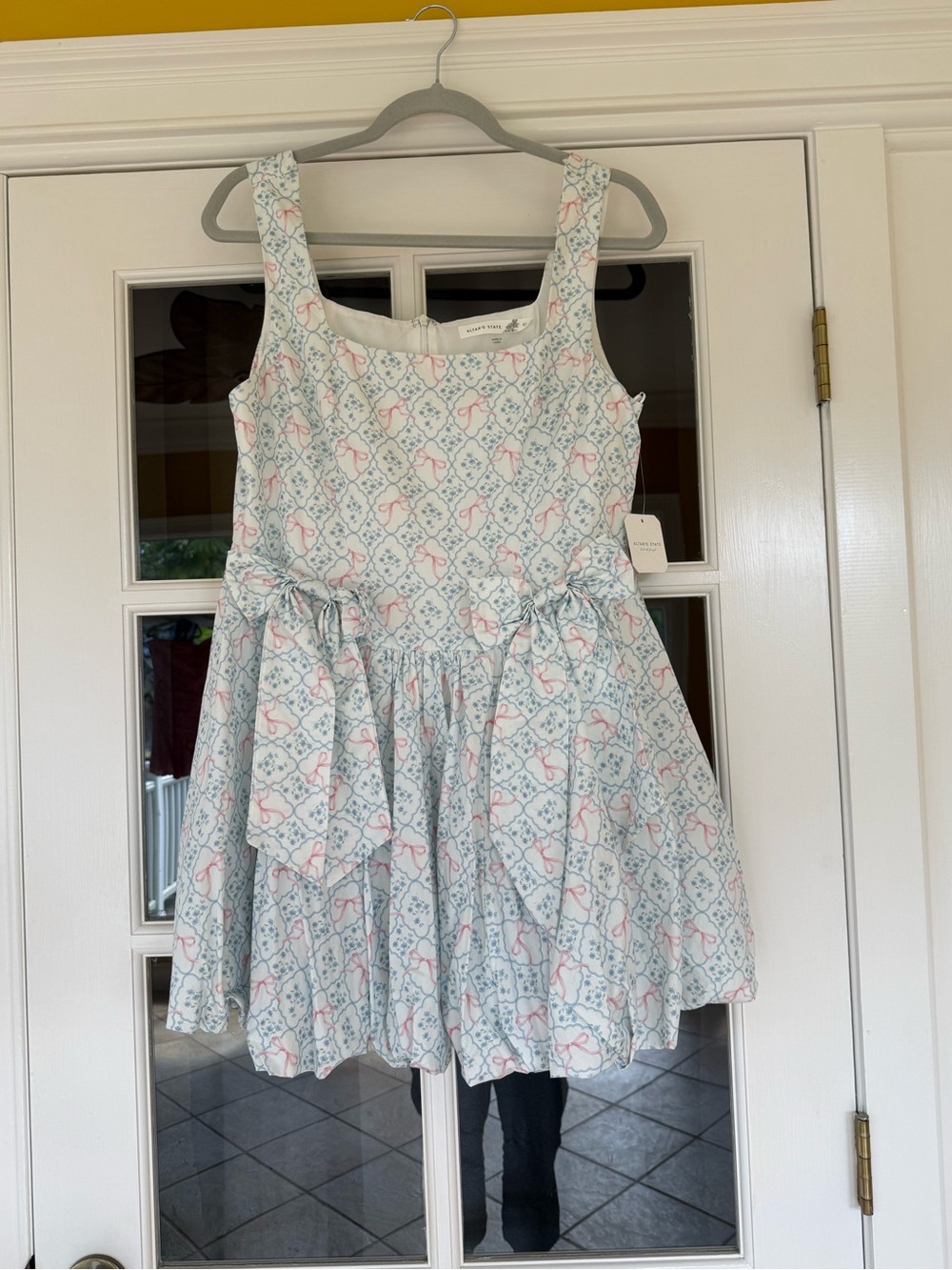 Altar'd State Pastel Floral Bubble Hem Mini Dress - Light Blue & Pink - Picture 4 of 6